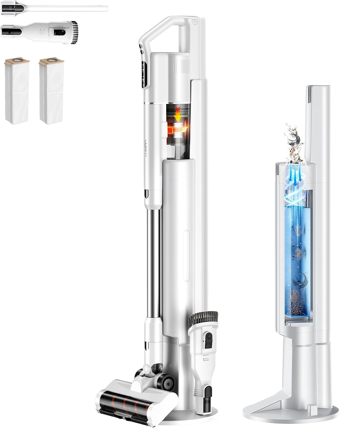 V500 コードレス掃除機　3段階吸引力　自動ゴミ収集　多機能ブラシ付き UWANT V500 コードレス掃除機｜自動集塵ベース付き 3in1充電