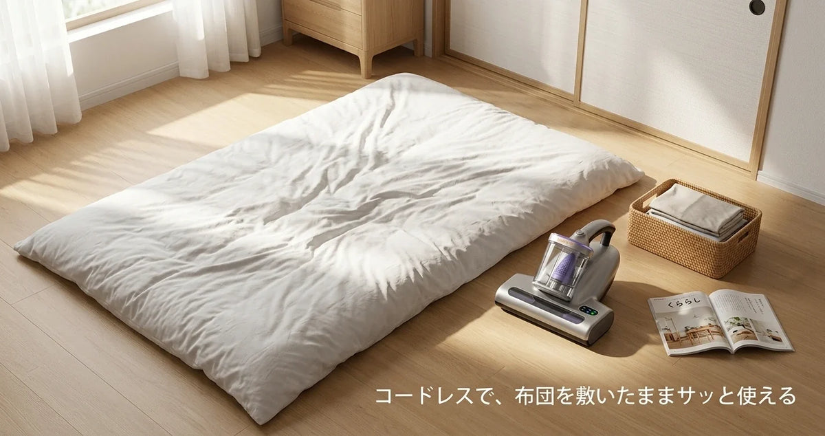 布団クリーナー コードレス おすすめ｜ダニ・花粉対策に軽量なUWANT M600