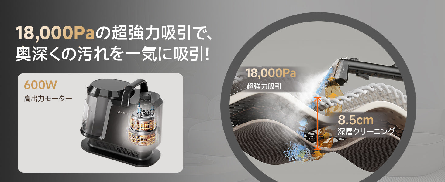 UWANT Y100 Steam カーボンブラック｜スチーム搭載リンサークリーナー