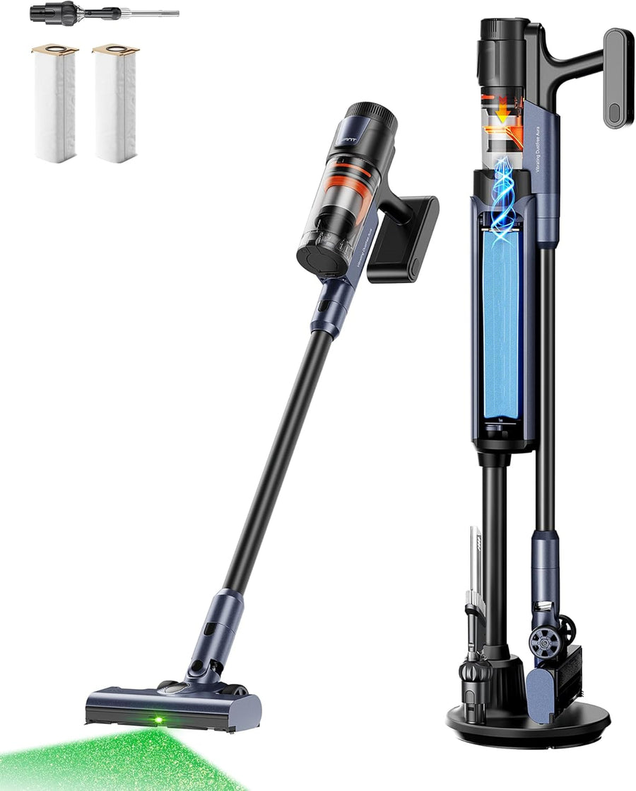 uwant V600 フラッグシップ スティッククリーナー（2026年最新モデル） 絡まらないダブル吸引 × 自動ゴミ収集ドック搭載 3in1（充電・収納・集塵）／最大55,000Pa超強力吸引／最長60分稼働