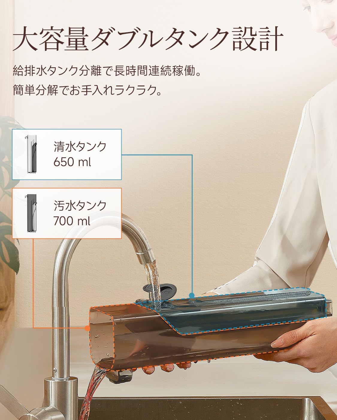 UWANT D100｜水拭き＆吸引一体のコードレスフロアクリーナー｜18,000Pa・自走式・180°フラット・乾湿両用・自動洗浄・温風乾燥・電解水除菌・35分連続・清汚分離タンク・水量調整・音声ガイド／1年保証