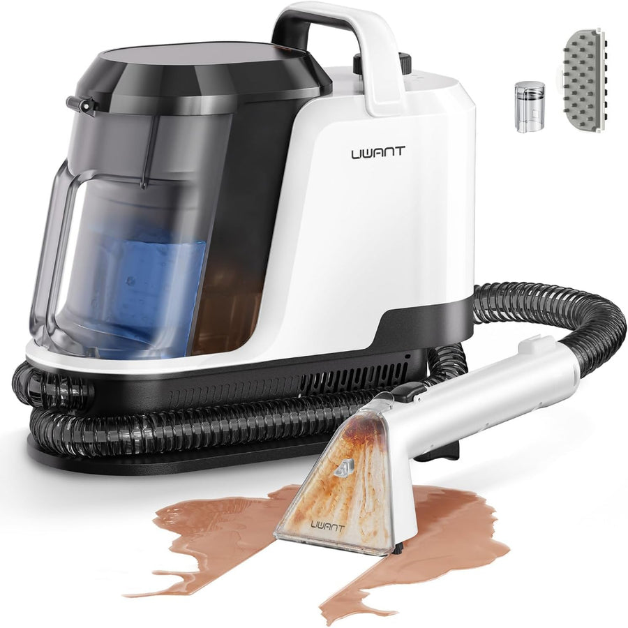 Y100 JP 強力吸引！18000Pa 乾湿両用リンサークリーナー – 2-in-1大容量水タンク、2400ml、布製品・カーペット・車内・ソファ掃除に最適、自動洗浄機能付き