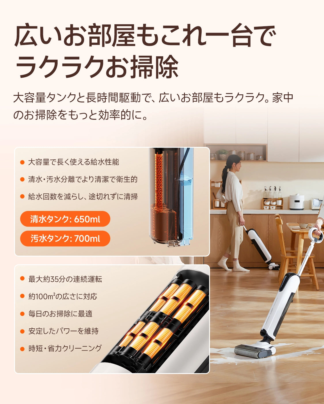 UWANT 乾湿両用掃除機 D100