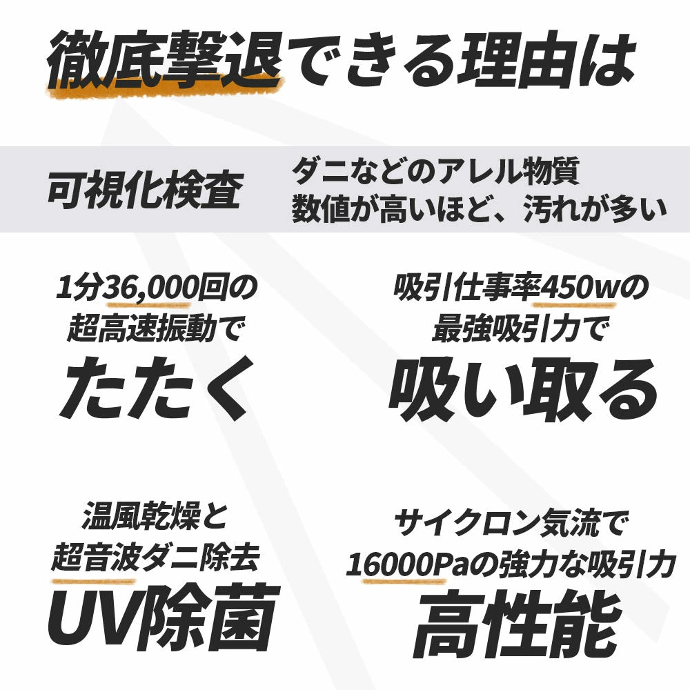 UWANT M100 UV布団クリーナー｜16KPa超強吸引 65℃温風除湿 超音波除ダニ・UV除菌・HEPAフィルター搭載