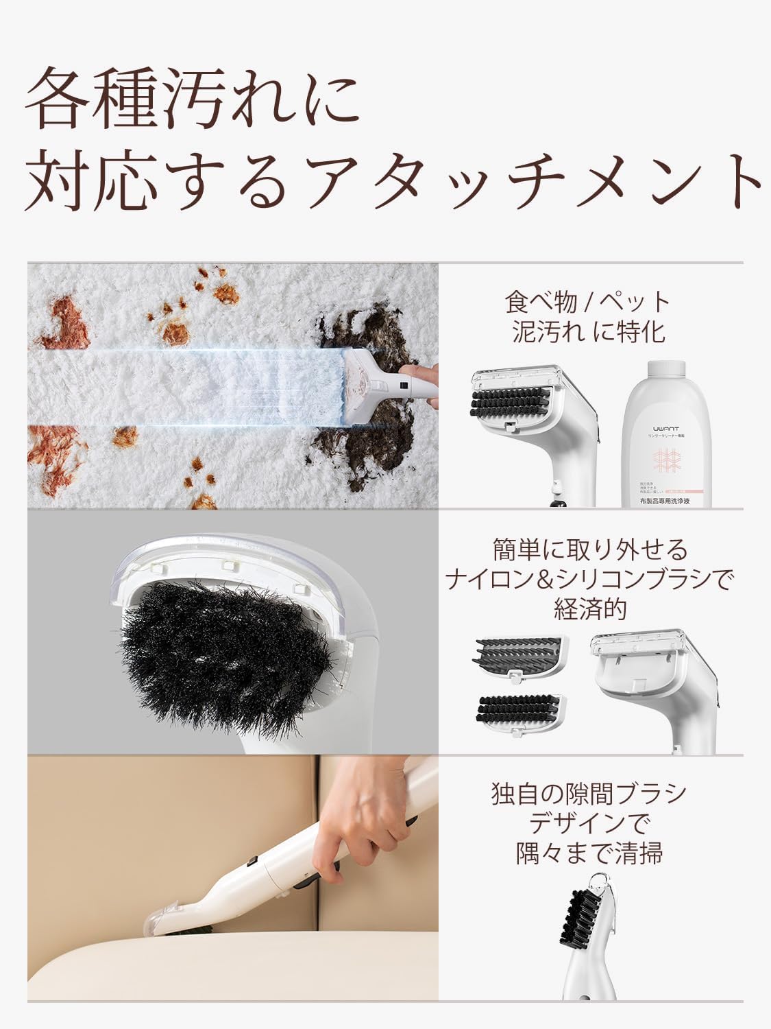 UWANT B300 リンサークリーナー｜15,000Pa・自動洗浄・2-in-1大容量タンク｜布/マットレス/車内/ソファ/カーペット対応｜スタンダード