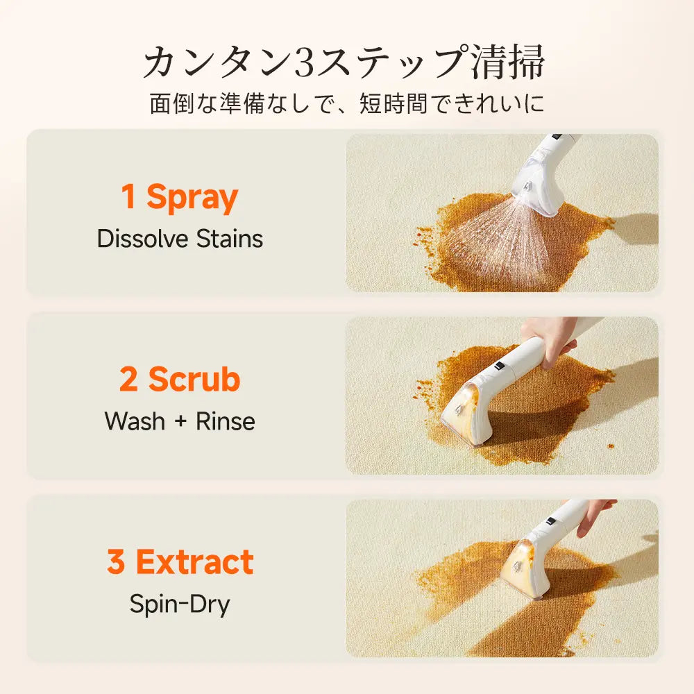 スチーム＋吸引＋洗浄を1台で。ソファも車内も、これ1台でプロの仕上がり。Uwant B400 高温スチームクリーナー｜日本正規品