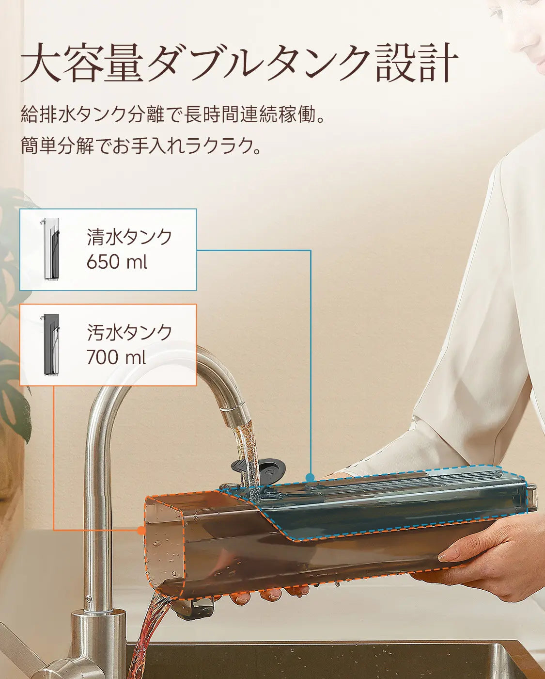 18,000Pa超強吸引】UWANT D100 乾湿両用コードレス掃除機｜吸引＋水