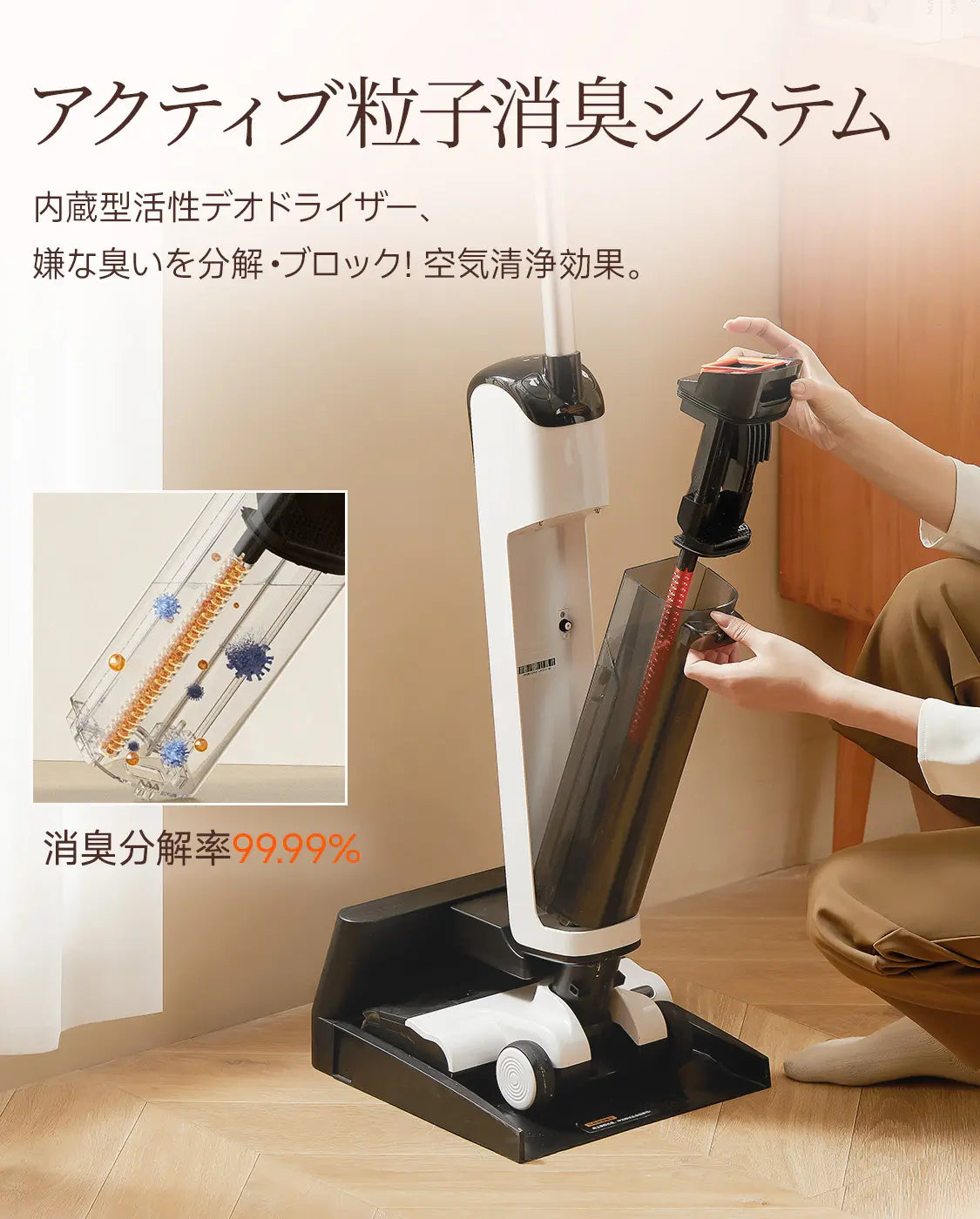 【18,000Pa超強吸引】UWANT D100 乾湿両用コードレス掃除機｜吸引＋水拭き＋自動洗浄・抗菌ローラー搭載